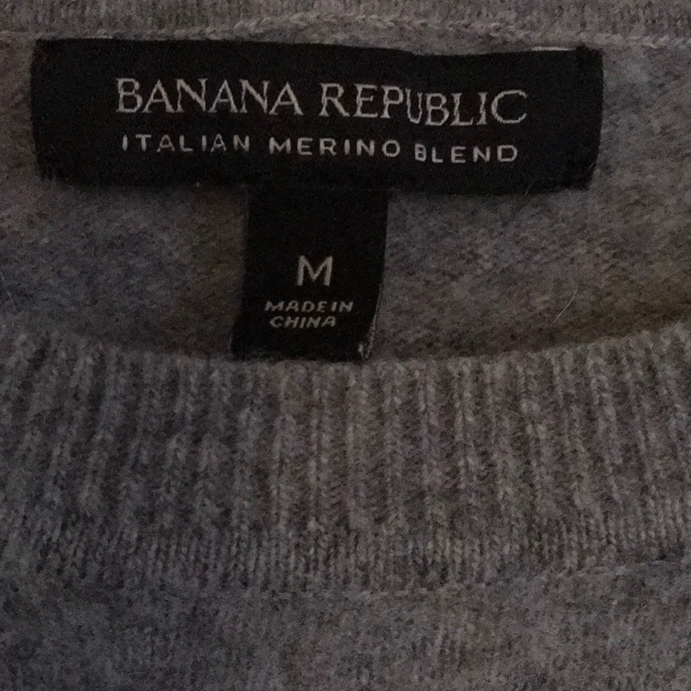 Gray Italian Merino Crew Sweater 105 - Picture 3 of 4